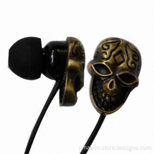 Skull earphones, CE and FCC certificate, 3.5mm stereo plug